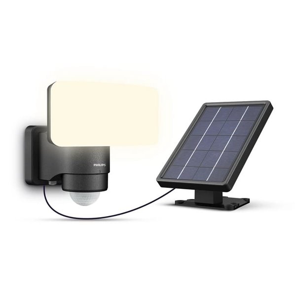 Aplique negro con panel solar LED con sensor TYLUS ultraeficiente, 6W 3000K/5000K