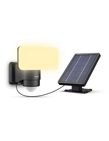 Luminária de parede preta com painel solar LED TYLUS ultraeficiente com sensor, 6W 3000K/5000K