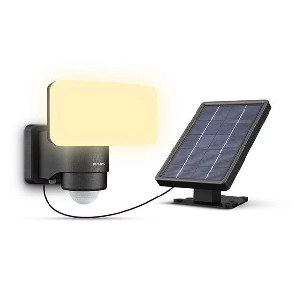 Aplique negro con panel solar LED con sensor TYLUS ultraeficiente, 6W 3000K/5000K