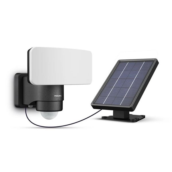 Luminária de parede preta com painel solar LED TYLUS ultraeficiente com sensor, 6W 3000K/5000K