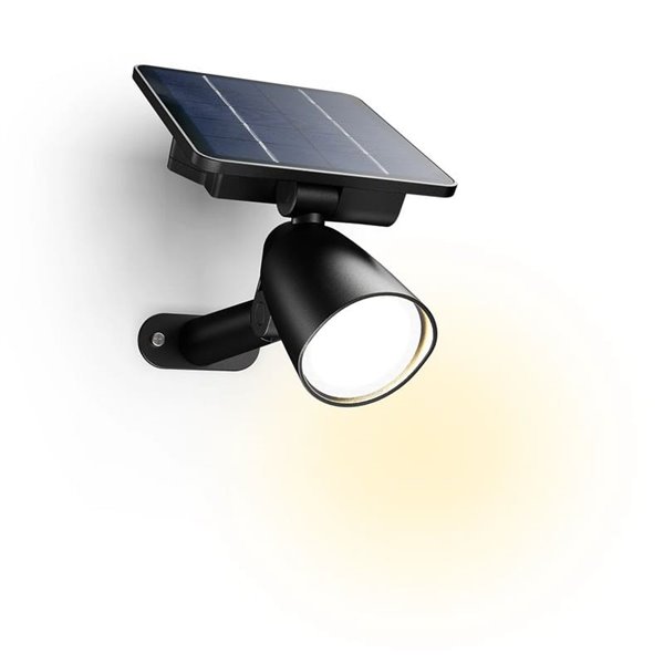 Foco LED exterior con panel solar ASHLYN, para pared y con pica al suelo incluido, ultraeficiente, negro 1,3W 2700K 