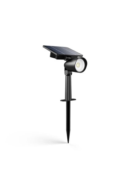 Spot LED extérieur ASHLYN avec panneau solaire, pour mur et avec piquet de sol inclus, ultra-efficace, noir 1,3W 2700K