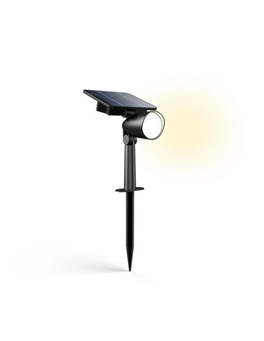 Spot LED extérieur ASHLYN avec panneau solaire, pour mur et avec piquet de sol inclus, ultra-efficace, noir 1,3W 2700K