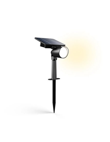 Foco LED exterior con panel solar ASHLYN, para pared y con pica al suelo incluido, ultraeficiente, negro 1,3W 2700K 