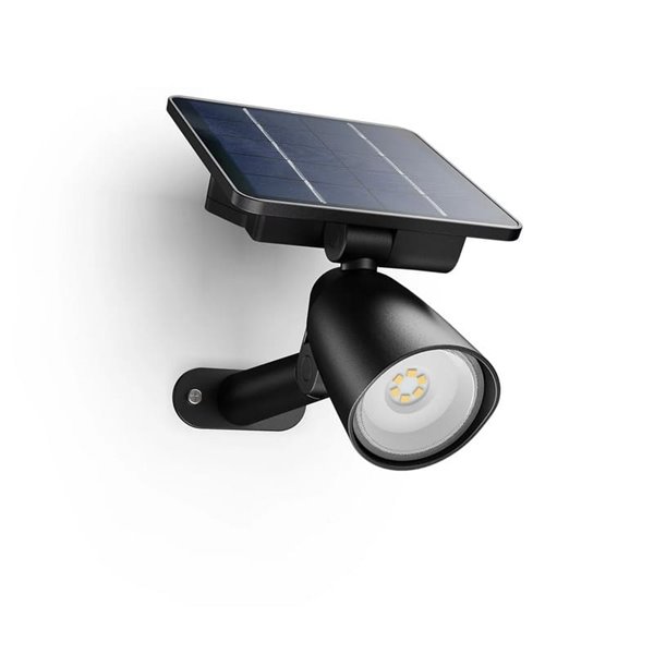 Foco LED exterior con panel solar ASHLYN, para pared y con pica al suelo incluido, ultraeficiente, negro 1,3W 2700K