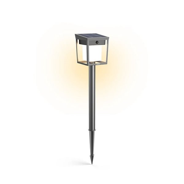 Baliza con pica al suelo exterior LED BLAISE, ultraeficiente 1,8W 3000K con panel solar