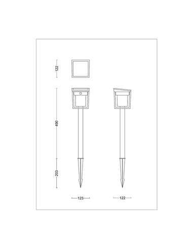 Baliza con pica al suelo exterior LED BLAISE, ultraeficiente 1,8W 3000K con panel solar