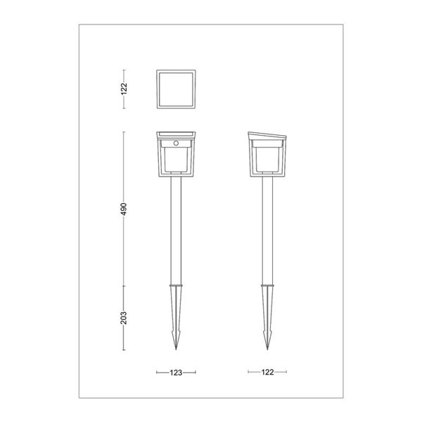 Baliza con pica al suelo exterior LED BLAISE, ultraeficiente 1,8W 3000K con panel solar