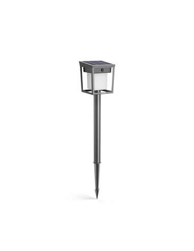Baliza con pica al suelo exterior LED BLAISE, ultraeficiente 1,8W 3000K con panel solar