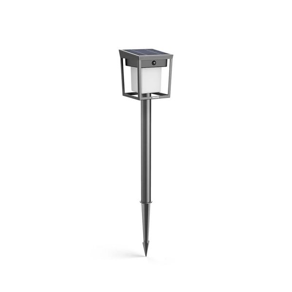 Baliza con pica al suelo exterior LED BLAISE, ultraeficiente 1,8W 3000K con panel solar
