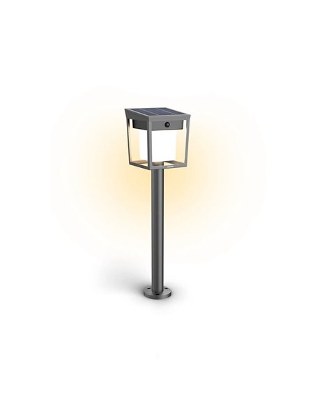 Baliza con pica al suelo exterior LED BLAISE, ultraeficiente 1,8W 3000K con panel solar