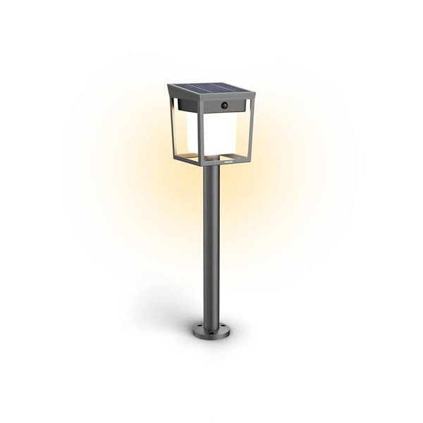 Baliza con pica al suelo exterior LED BLAISE, ultraeficiente 1,8W 3000K con panel solar