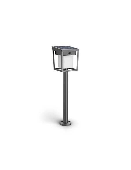 Baliza con pica al suelo exterior LED BLAISE, ultraeficiente 1,8W 3000K con panel solar
