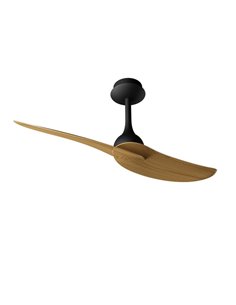 Ventilador de techo sin luz, 32W IPANEMA, Ø106cm negro y 2 palas madera, con mando a distancia