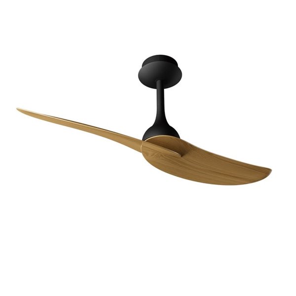 Ventilador de techo sin luz, 32W IPANEMA, Ø106cm negro y 2 palas madera, con mando a distancia