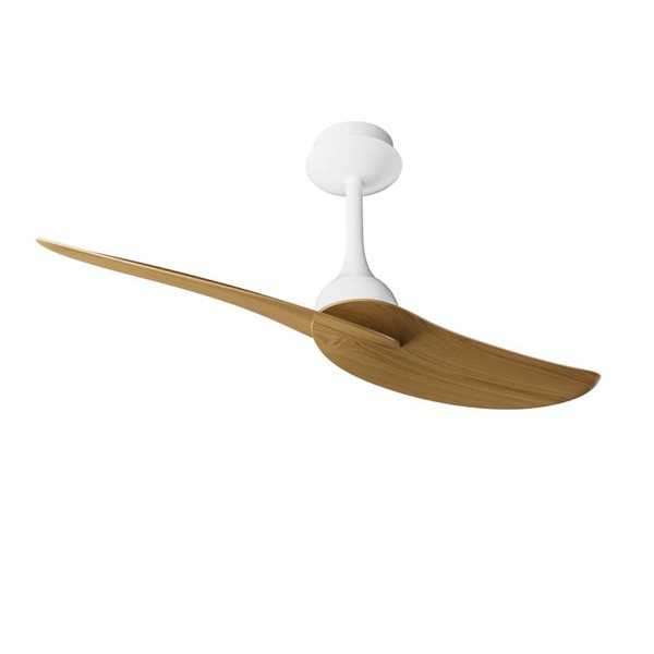 Ventilador de techo sin luz, 32W IPANEMA, Ø106cm blanco y 2 palas madera, con mando a distancia