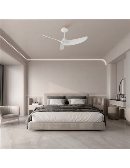 Ventilador  de techo sin luz, con 3 palas IPANEMA, 32W, blanco Ø106cm, mando a distancia