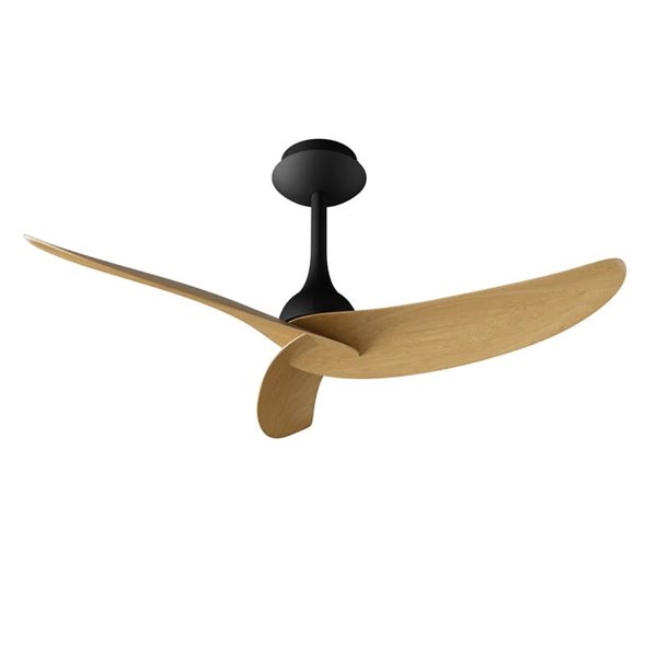 Ventilador  de techo sin luz, con 3 palas madera y negro IPANEMA, 32W, Ø106cm, mando a distancia