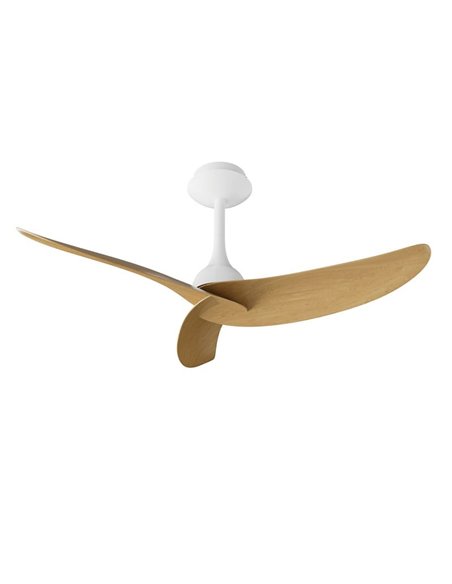 Ventilador  de techo sin luz, con 3 palas madera y blanco IPANEMA, 32W, Ø106cm, mando a distancia