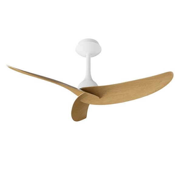 Ventilador  de techo sin luz, con 3 palas madera y blanco IPANEMA, 32W, Ø106cm, mando a distancia