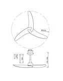 Ventilador  de techo sin luz, con 3 palas madera y blanco IPANEMA, 32W, Ø106cm, mando a distancia