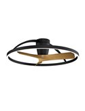 Ventilateur de plafond avec lumière LED noir et bois NEPAL II, 32W dimmable, 2700K-4000K-5000K, Ø 75cm