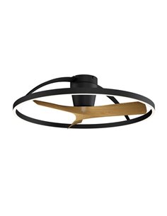 Ventilador de techo con luz LED negro y madera NEPAL II, 32W dimmable, 2700K-4000K-5000K, Ø 75cm