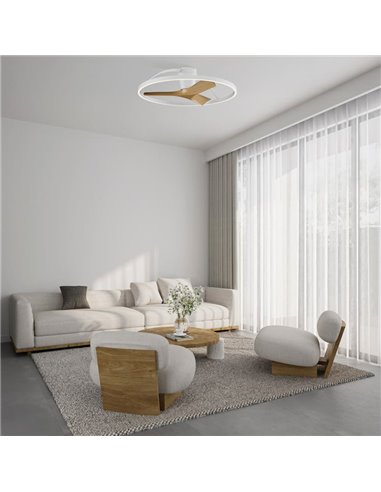 Ventilateur de plafond avec lumière LED noir et bois NEPAL II, 32W dimmable, 2700K-4000K-5000K, Ø 75cm
