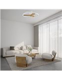 Ventilador de techo con luz LED blanco y madera NEPAL II, 32W dimmable, 2700K-4000K-5000K, Ø 75cm