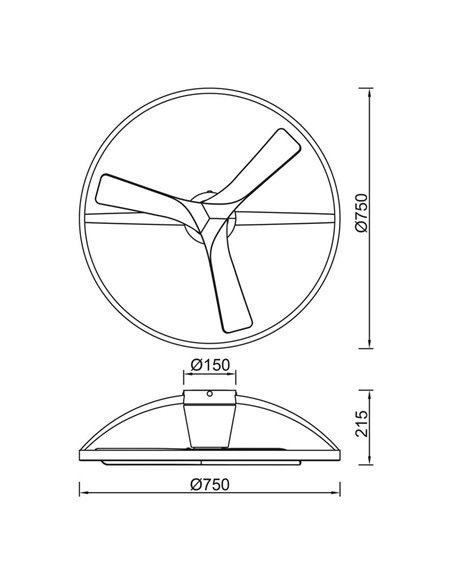 Ventilador de teto com luz LED branca e madeira NEPAL II, 32W regulável, 2700K-4000K-5000K, Ø 75cm