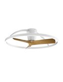 Ventilador de techo con luz LED blanco y madera NEPAL II, 32W dimmable, 2700K-4000K-5000K, Ø 75cm