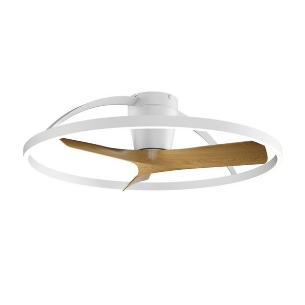 Ventilador de techo con luz LED blanco y madera NEPAL II, 32W dimmable, 2700K-4000K-5000K, Ø 75cm