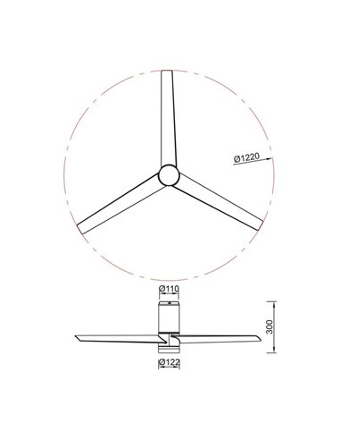 Ventilateur de plafond LED UP DOWN 35W, avec 2 lampes 45W, blanc, CCT 2700K-5000K, Ø122cm