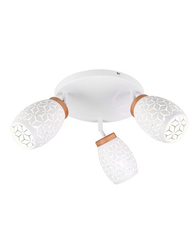 Plafón de Techo con 3 Focos Metálico BIDAR Bombillas excl. 3x E14 max. 10W IP20 Blanco