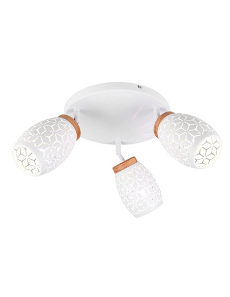 Plafón de Techo con 3 Focos Metálico BIDAR Bombillas excl. 3x E14 max. 10W IP20 Blanco