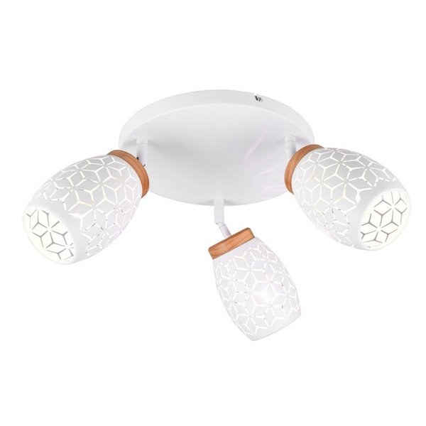 Plafón de Techo con 3 Focos Metálico BIDAR Bombillas excl. 3x E14 max. 10W IP20 Blanco