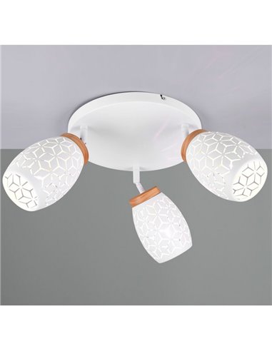Plafón de Techo con 3 Focos Metálico BIDAR Bombillas excl. 3x E14 max. 10W IP20 Blanco