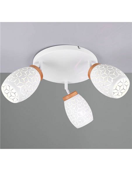 Plafón de Techo con 3 Focos Metálico BIDAR Bombillas excl. 3x E14 max. 10W IP20 Blanco