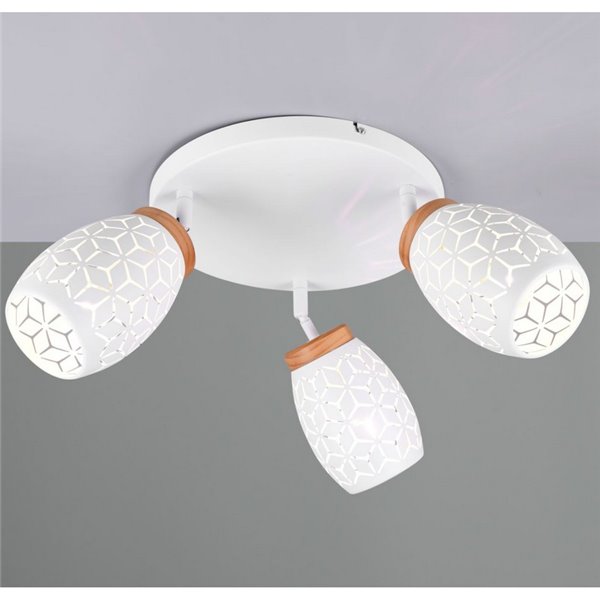 Plafón de Techo con 3 Focos Metálico BIDAR Bombillas excl. 3x E14 max. 10W IP20 Blanco