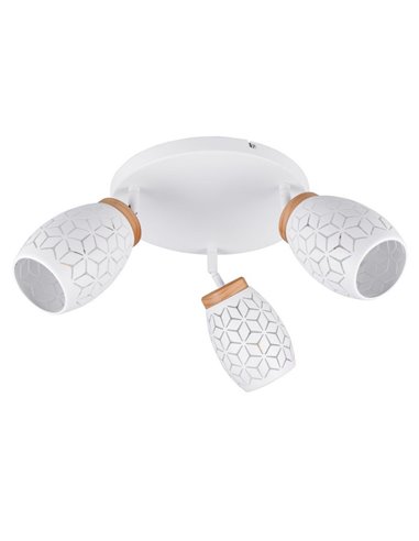 Plafón de Techo con 3 Focos Metálico BIDAR Bombillas excl. 3x E14 max. 10W IP20 Blanco