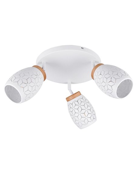 Plafón de Techo con 3 Focos Metálico BIDAR Bombillas excl. 3x E14 max. 10W IP20 Blanco