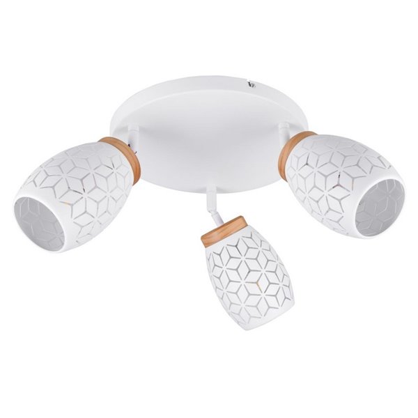 Plafón de Techo con 3 Focos Metálico BIDAR Bombillas excl. 3x E14 max. 10W IP20 Blanco