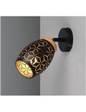 Aplique de Pared BIDAR con Interruptor incluido Bombilla excl. 1x E14 max. 10W IP20 Negro/Dorado