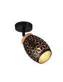 Aplique de Pared BIDAR con Interruptor incluido Bombilla excl. 1x E14 max. 10W IP20 Negro/Dorado