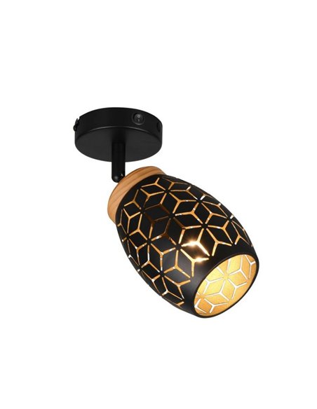 Aplique de Pared BIDAR con Interruptor incluido Bombilla excl. 1x E14 max. 10W IP20 Negro/Dorado