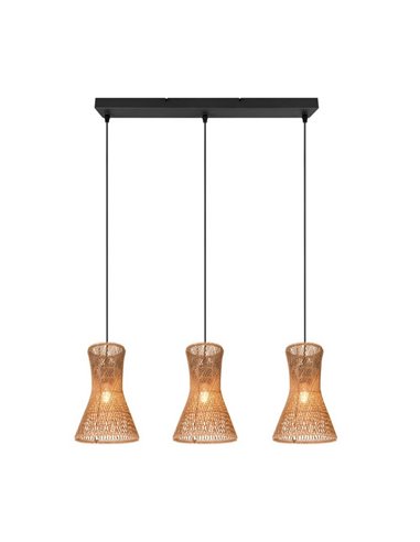 Plafonnier BIJOU 3 abat-jours en papier tressé et hauteur réglable Ampoule excl. 3x E27 max. 10 W IP20