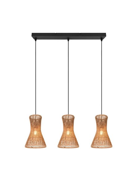 Luminária de teto BIJOU com 3 cúpulas de papel trançado e altura ajustável Lâmpada excl. 3x E27 máx. 10 W IP20