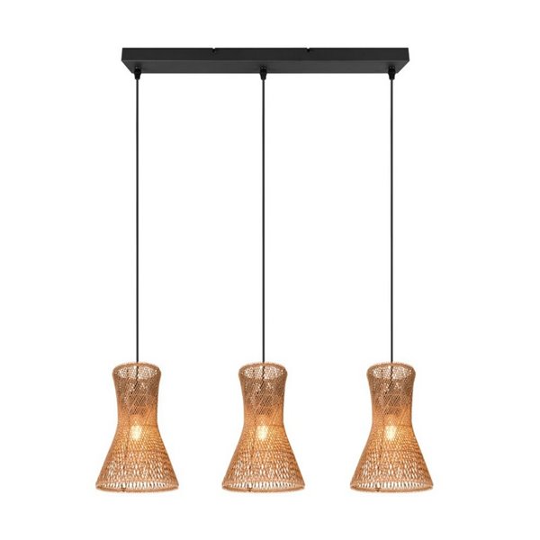 Luminária de teto BIJOU com 3 cúpulas de papel trançado e altura ajustável Lâmpada excl. 3x E27 máx. 10 W IP20