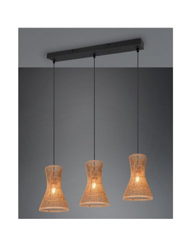 Plafonnier BIJOU 3 abat-jours en papier tressé et hauteur réglable Ampoule excl. 3x E27 max. 10 W IP20