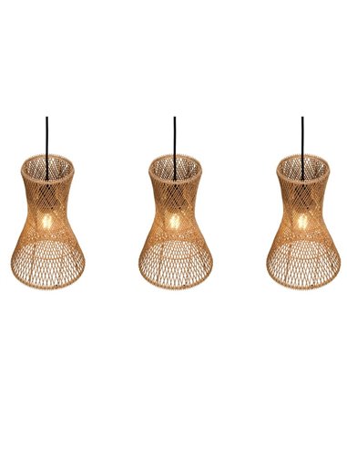 Luminária de teto BIJOU com 3 cúpulas de papel trançado e altura ajustável Lâmpada excl. 3x E27 máx. 10 W IP20